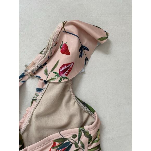 Free Press Swim One Piece Swimsuit Floral Print Plunge Swimwear - Picture 6 of 9